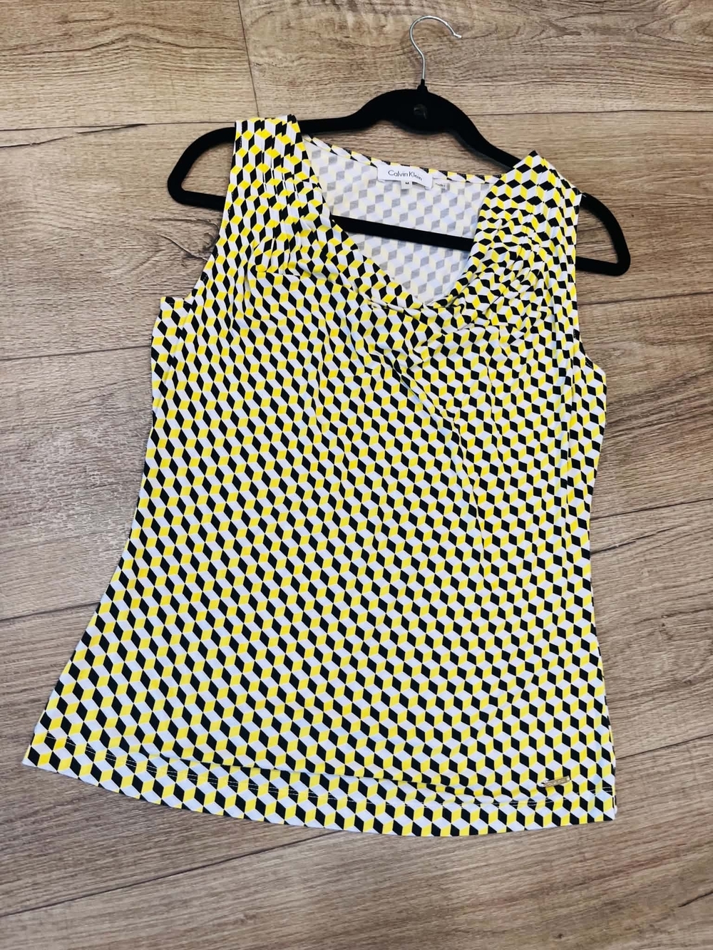 Calvin Klein Yellow Geometric Sleeveless Top